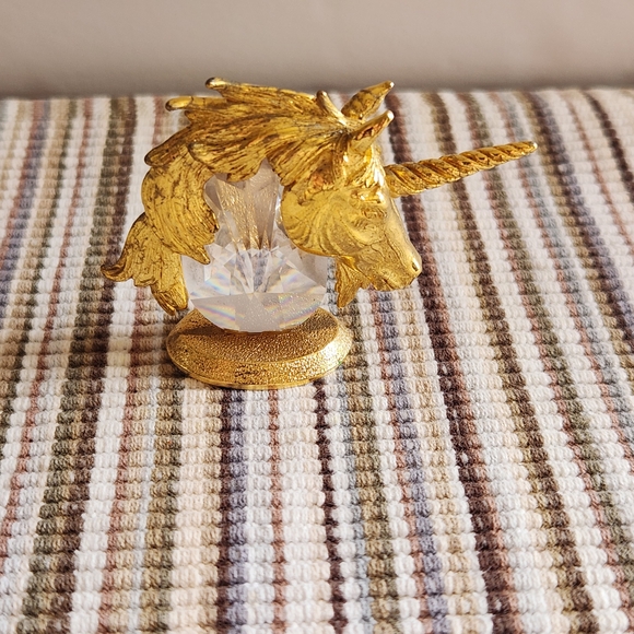 Other - Vintage - Gold Unicorn Head Crystal Accent
